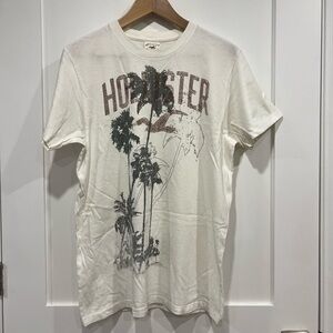 Hollister Cream Graphic Tee with Palm Design